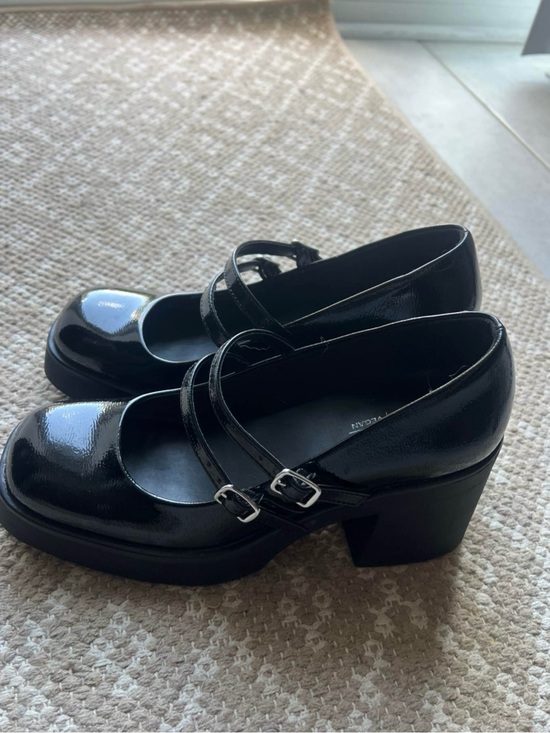 Call It Spring Shoes - Call It Spring Black Patent Double-Strap Mary Jane Block Heels